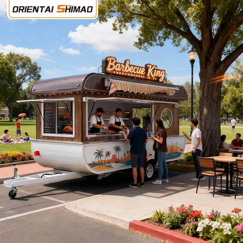 Janari-Trailer Gidagarria Janari-kamioia Sukalde mugikorra Catering Street Food Trailer Kontzeptua Food Truck